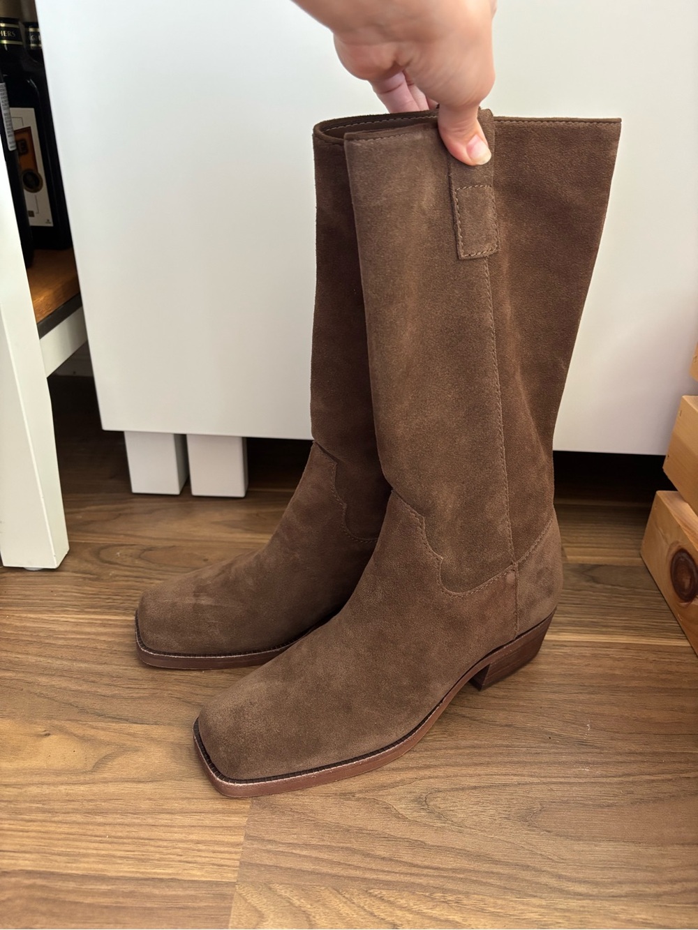 Women's Brown Suede Mid-Calf Heeled Boots